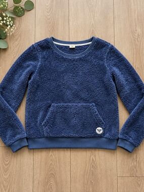 Roxy Navy Blue Sherpa Crew Sweatshirt